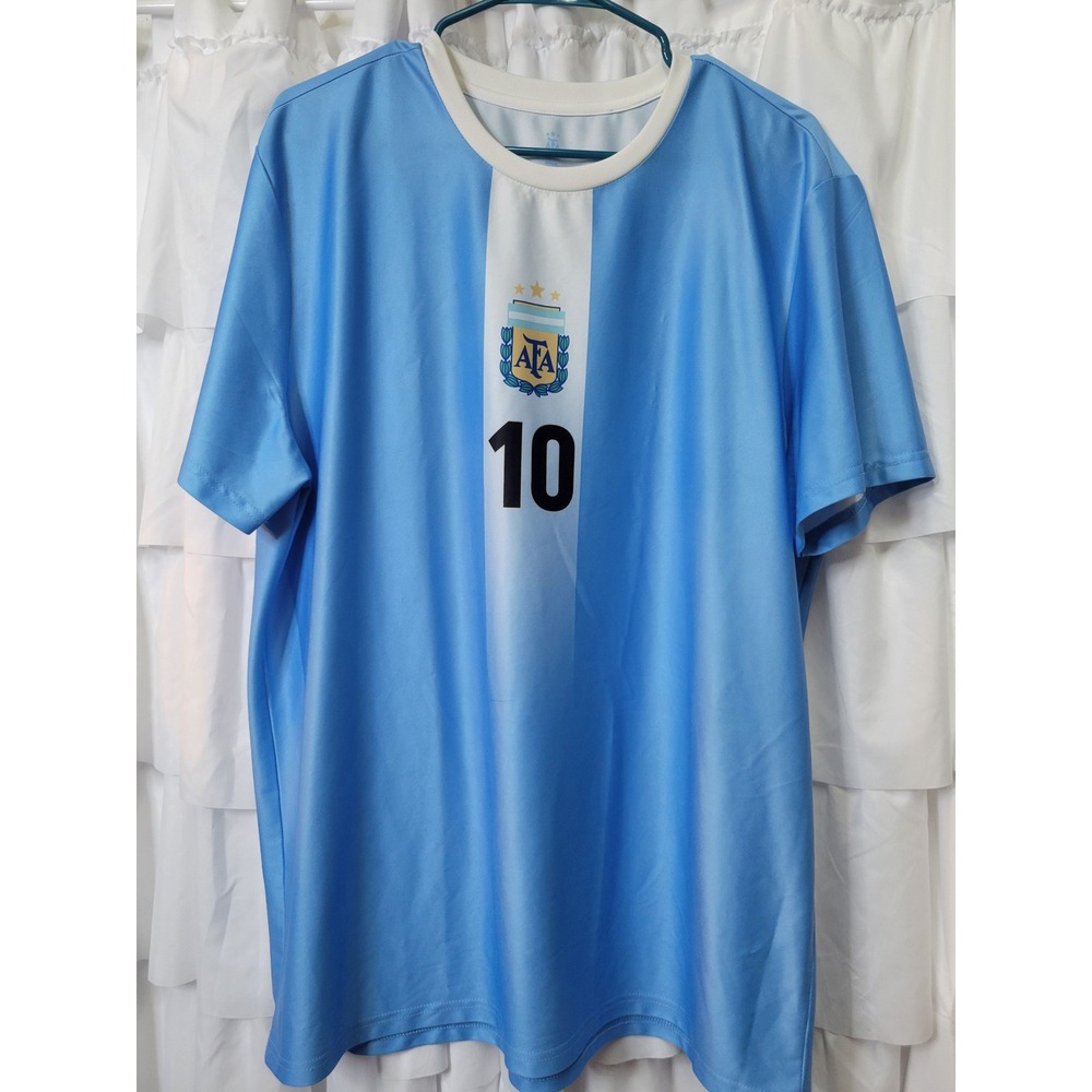 Argentina Messi 10 Soccer Jersey Light Blue White AFA National Team Men XL